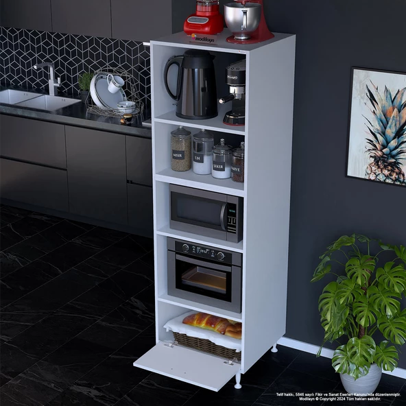 Modilayn SİLVA LOYA 59,6 x194,6 x56 cm Tek Kapaklı Ankastre ve Mutfak Dolabı - 4