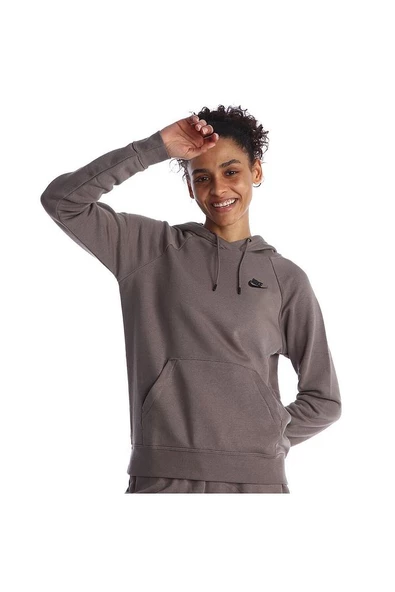 W Nsw Essntl Flc Po Hoodie Kadın Günlük Stil İnce Sweatshirt DX2316-040 - 8