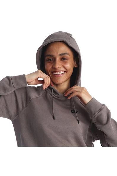 W Nsw Essntl Flc Po Hoodie Kadın Günlük Stil İnce Sweatshirt DX2316-040 - 5