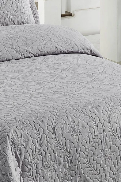 Ivy Gri Çift Kişilik Microfiber Kapitone Yatak Örtüsü - 4