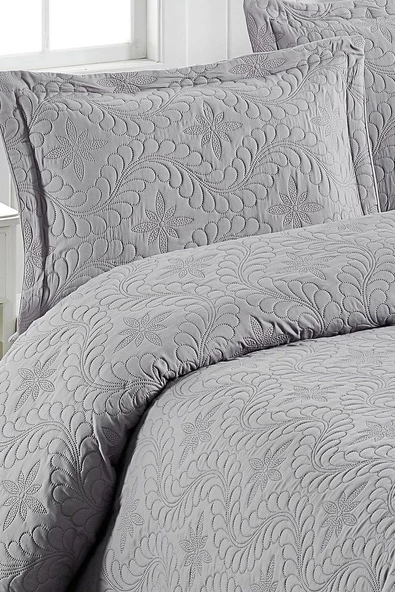 Ivy Gri Çift Kişilik Microfiber Kapitone Yatak Örtüsü - 2