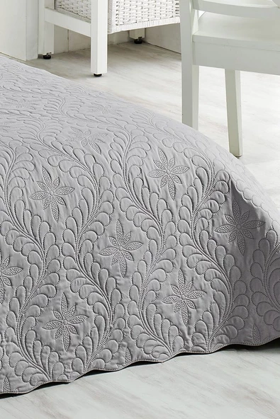 Ivy Gri Çift Kişilik Microfiber Kapitone Yatak Örtüsü - 3