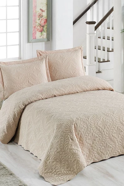 Ivy Cappuccino Çift Kişilik Microfiber Kapitone Yatak Örtüsü