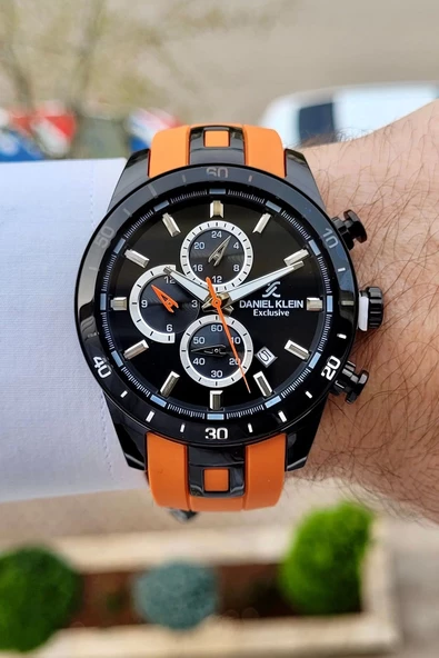Daniel Klein DKISTE1054 Turuncu Renk Silikon Kordonlu Hediye Paketli İç Göstergeleri Aktif Erkek Kol Saati - Resim 2
