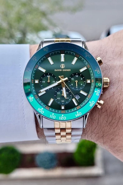 DAVID GUNER DGISTE95 Gold Gümüş Renk İç Göstrgeleri Aktif Hediye Paketli Erkek Kol Saati - Resim 2
