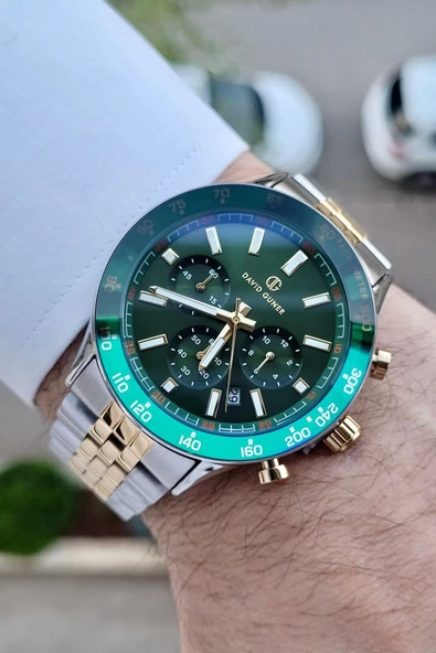 DAVID GUNER DGISTE95 Gold Gümüş Renk İç Göstrgeleri Aktif Hediye Paketli Erkek Kol Saati - Resim 3