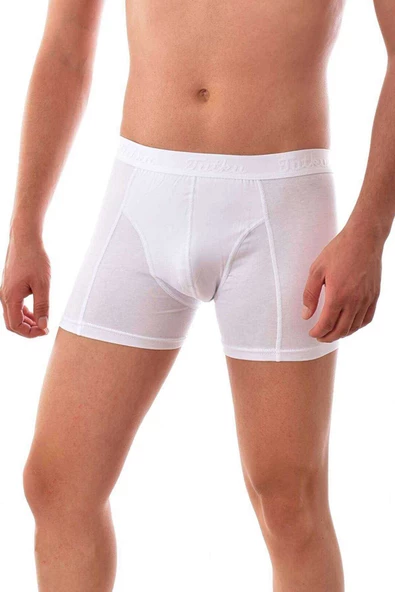 3 adet Tutku Likralı Erkek Beyaz Boxer 0114 - 2