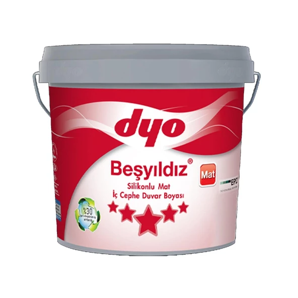 Dyo Beşyıldız Silikonlu Mat İç Cephe Boyası 7565 Buz Gümüşü 3.5 Kg