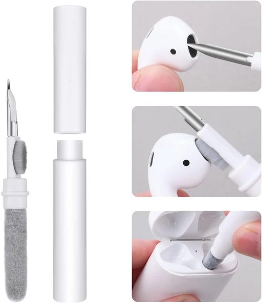 AirPod Temizleme Kiti, Süngerli 3’ü 1 Arada Airpod Temizleyici Kalem, Kablosuz Kulaklıklar