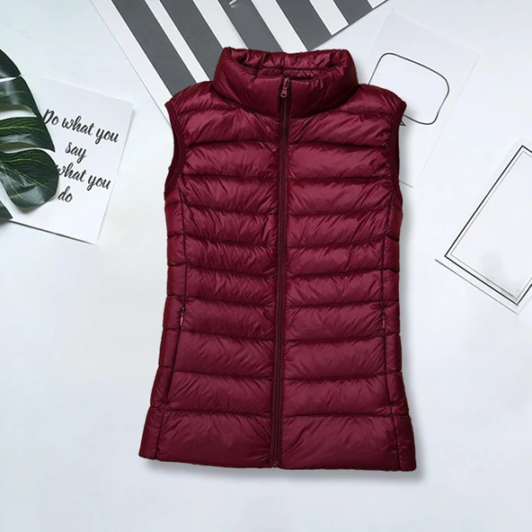 Bayan Ceket Slim Fit Fermuar Kapatma Kış Yelek 001 - 3