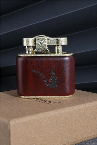 Silvio Monetti  Bordo Renk Ahşap Desenli Benzinli Çakmak  24CSM889TR02 ürün görseli 1