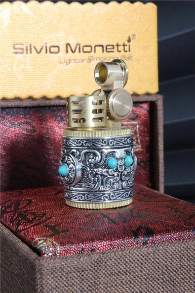 Silvio Monetti  Gümüş Renk Özel Tasarım Kutulu Sultan Benzinli Çakmak  24CSM864TR01 - Resim 3