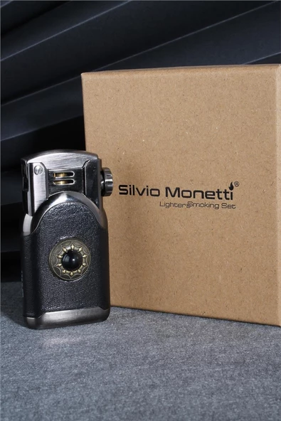 Silvio Monetti  Siyah Renk Özel Tasarım Renkli Taşlı Benzinli Çakmak  24CSM896TR01 - Resim 4