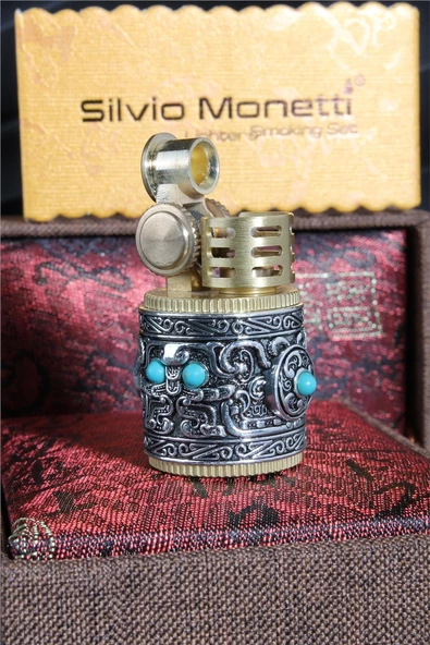 Silvio Monetti  Gümüş Renk Özel Tasarım Kutulu Sultan Benzinli Çakmak  24CSM864TR01 - Resim 2