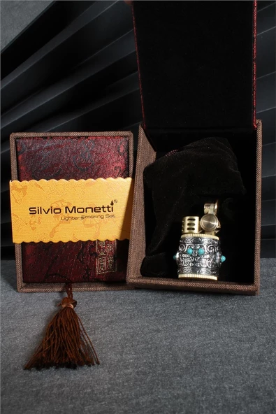 Silvio Monetti  Gümüş Renk Özel Tasarım Kutulu Sultan Benzinli Çakmak  24CSM864TR01 - Resim 4