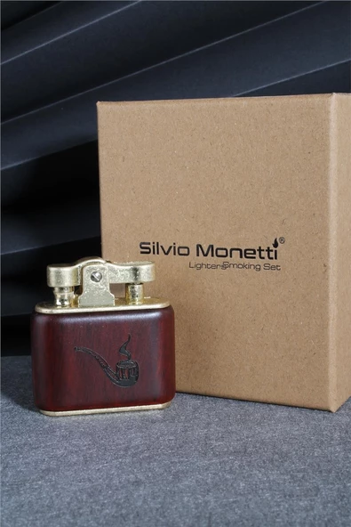 Silvio Monetti  Bordo Renk Ahşap Desenli Benzinli Çakmak  24CSM889TR02 - Resim 3