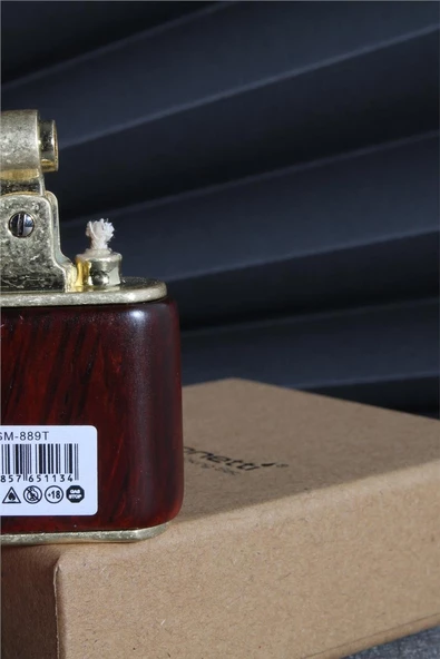 Silvio Monetti  Bordo Renk Ahşap Desenli Benzinli Çakmak  24CSM889TR02 - Resim 5