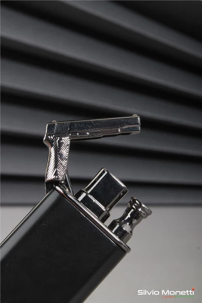 Silvio Monetti Siyah Özel Tasarım Gazlı Çakmak 24CSM801FMR01 - Resim 5