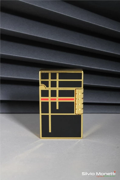 Silvio Monetti Siyah Kırmızı Özel Tasarım Kapaklı Model Gazlı Çakmak 24CSM812ATR04 ürün görseli 1