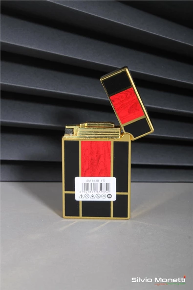 Silvio Monetti Siyah Kırmızı Özel Tasarım Kapaklı Model Gazlı Çakmak 24CSM812BTR05 - Resim 3