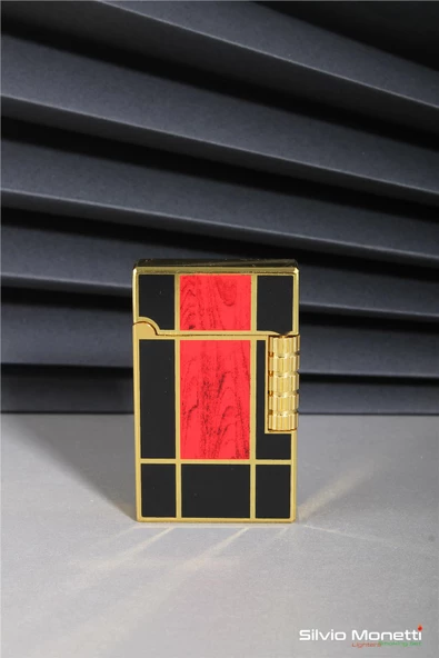 Silvio Monetti Siyah Kırmızı Özel Tasarım Kapaklı Model Gazlı Çakmak 24CSM812BTR05 ürün görseli 1