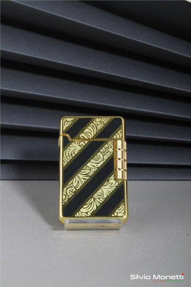 Silvio Monetti Altın Özel Tasarım Kapaklı Model Gazlı Çakmak 24CSM813BTR04 - Resim 2