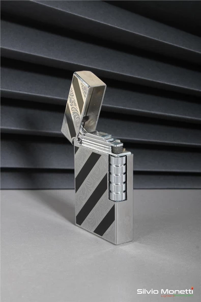 Silvio Monetti Gümüş Özel Tasarım Kapaklı Model Gazlı Çakmak 24CSM812ATR05 - Resim 3