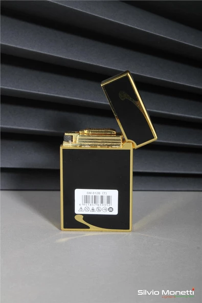Silvio Monetti Siyah Altın Özel Tasarım Kapaklı Model Gazlı Çakmak 24CSM812BTR04 - Resim 3