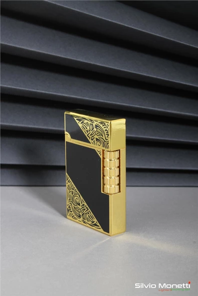 Silvio Monetti Siyah Özel Tasarım Kapaklı Model Gazlı Çakmak 24CSM812BTR02 - Resim 2