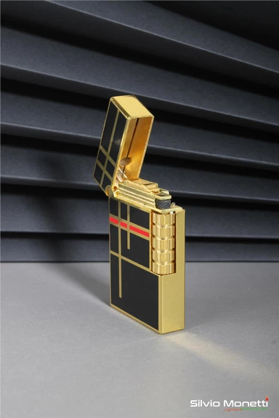 Silvio Monetti Siyah Kırmızı Özel Tasarım Kapaklı Model Gazlı Çakmak 24CSM812ATR04 - Resim 3