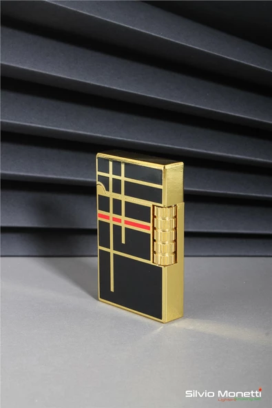 Silvio Monetti Siyah Kırmızı Özel Tasarım Kapaklı Model Gazlı Çakmak 24CSM812ATR04 - Resim 2