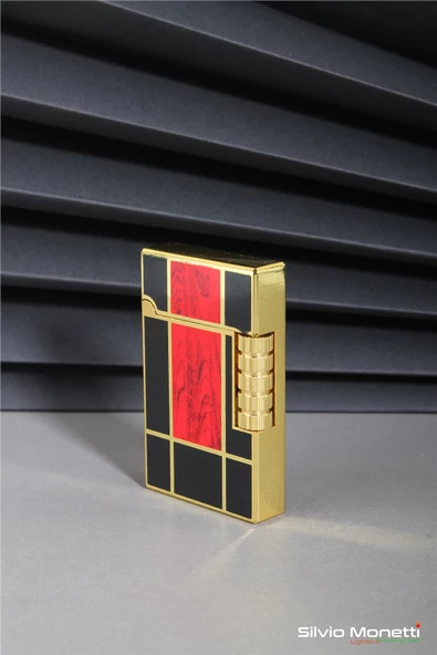 Silvio Monetti Siyah Kırmızı Özel Tasarım Kapaklı Model Gazlı Çakmak 24CSM812BTR05 - Resim 2