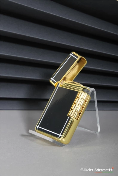 Silvio Monetti Siyah Altın Özel Tasarım Kapaklı Model Gazlı Çakmak 24CSM813BTR05 ürün görseli 1