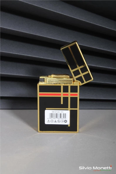 Silvio Monetti Siyah Kırmızı Özel Tasarım Kapaklı Model Gazlı Çakmak 24CSM812ATR04 - Resim 4