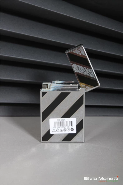 Silvio Monetti Gümüş Özel Tasarım Kapaklı Model Gazlı Çakmak 24CSM812ATR05 - Resim 4