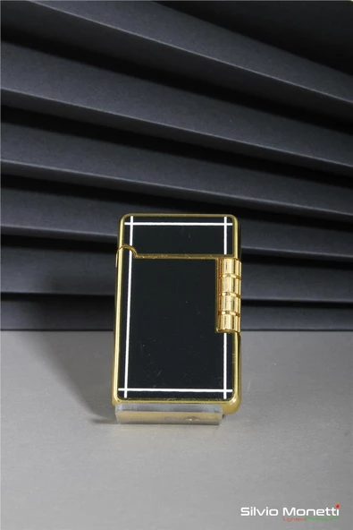 Silvio Monetti Siyah Altın Özel Tasarım Kapaklı Model Gazlı Çakmak 24CSM813BTR05 - Resim 2