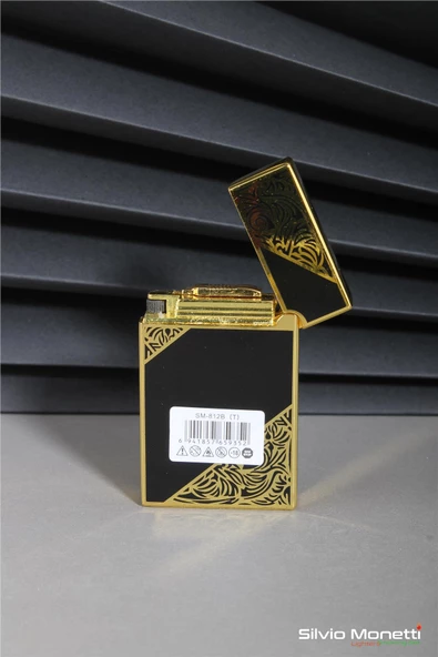 Silvio Monetti Siyah Özel Tasarım Kapaklı Model Gazlı Çakmak 24CSM812BTR02 - Resim 3