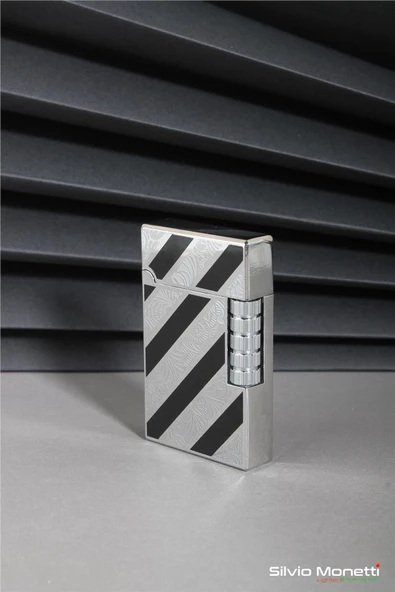 Silvio Monetti Gümüş Özel Tasarım Kapaklı Model Gazlı Çakmak 24CSM812ATR05 - Resim 2