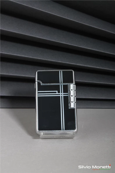 Silvio Monetti Gümüş Özel Tasarım Kapaklı Model Gazlı Çakmak 24CSM813BTR02 - Resim 2