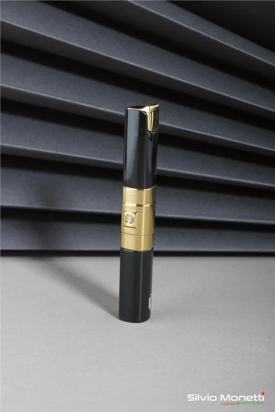 Silvio Monetti Siyah Taşlı İnce Tasarım Gazlı Çakmak 24CSM837MR01 ürün görseli 1