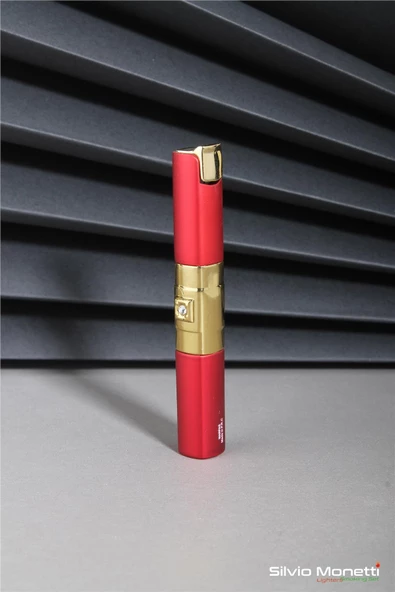Silvio Monetti Kırmızı Taşlı İnce Tasarım Gazlı Çakmak 24CSM837MR02 ürün görseli 1