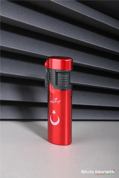 Silvio Monetti Kırmızı Beyaz Türk Bayrağı Özel Tasarım Gazlı Çakmak 24CSM911CPR02 ürün görseli 1