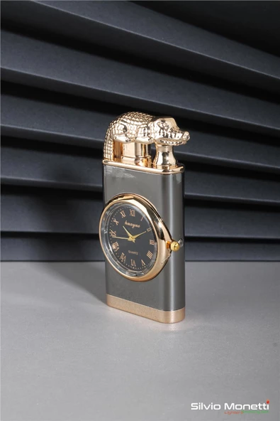 Silvio Monetti Siyah Saatli Özel Tasarım Gazlı Çakmak 24CSM917MR02 - Resim 2