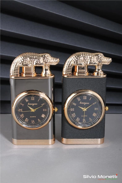 Silvio Monetti Siyah Saatli Özel Tasarım Gazlı Çakmak 24CSM917MR02 - Resim 4