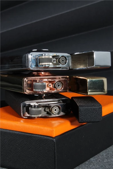 Silvio Monetti  Siyah Renk Pürmüzlü Ve Alevli Çift Başlıklı Düğmeli Gazlı Çakmak  24CSM868TR01 - Resim 4