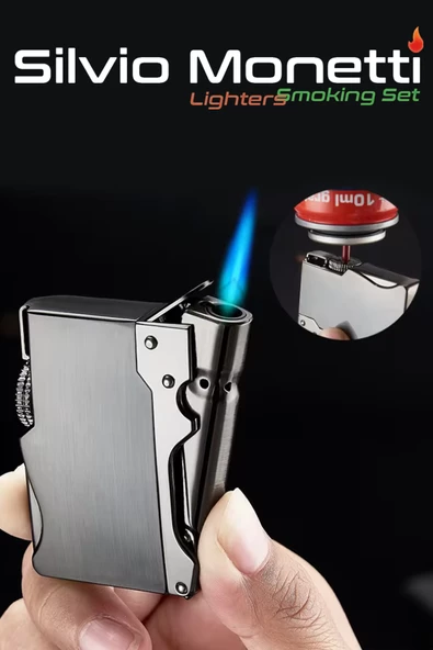 Silvio Monetti  Siyah Renk Özel Tasarım Pürmüz Gazlı Çakmak  24CSM881MR02 - Resim 2