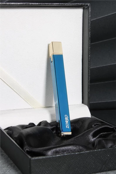 Silvio Monetti  Mavi Renk İnce Özel Tasarım Kapaklı Gazlı Çakmak  24CSM903TR03 ürün görseli 1