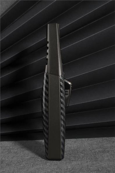 Silvio Monetti  Siyah Renk Güçlü Karbon Desen Metal Başlık Pürmüz Gazlı Çakmak  24CSM898MR01 - Resim 3