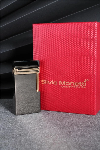 Silvio Monetti  Siyah Renk Kapaklı Özel Tasarım Gazlı Çakmak  24CSM900TR03 ürün görseli 1