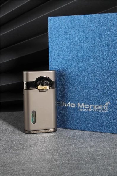 Silvio Monetti  Gri Renk Özel Tasarım Pürmüz Gazlı Çakmak  24CSM893TR01 - Resim 3